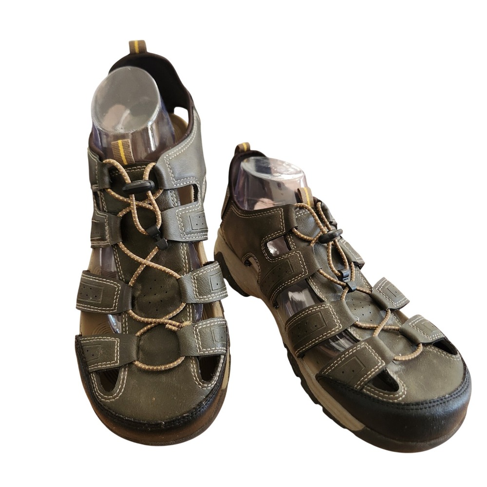 Ozark Trail Fisherman Sandal Mens 10 Gray Closed Toe Bungee Lace Leather Outdoor